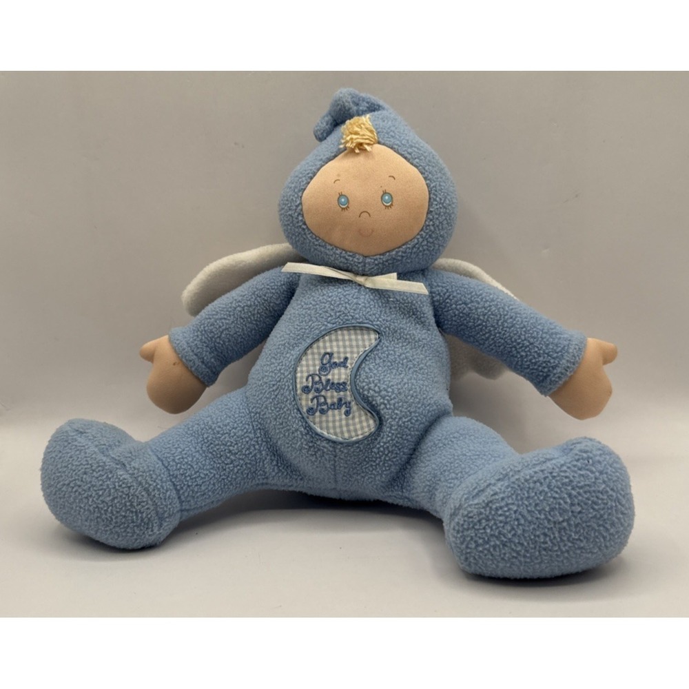 Baby Gund‎ God Bless Baby Blue Angel Doll Heart Bundle of Blessings Plush